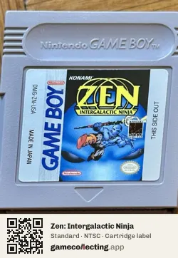Zen: Intergalactic Ninja Game Boy, NTSC cartridge label