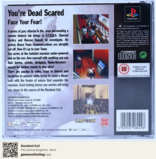 Resident Evil PlayStation, United Kingdom box back