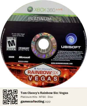 Tom Clancy's Rainbow Six: Vegas Xbox 360, NTSC disc
