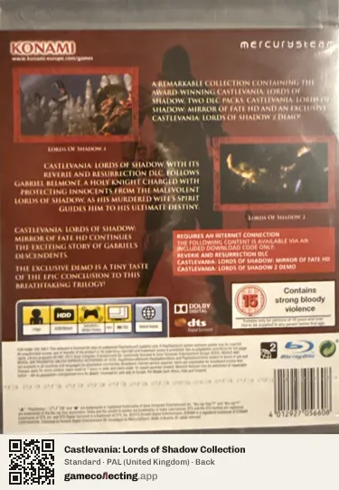 Castlevania: Lords of Shadow Collection PlayStation 3, United Kingdom box back