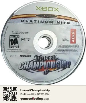 Unreal Championship Xbox, NTSC disc