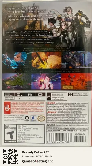 Bravely Default II Nintendo Switch, NTSC box back
