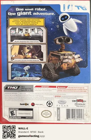 WALL-E Nintendo Wii, NTSC box back