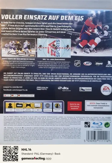 NHL 14 PlayStation 3, Germany box back