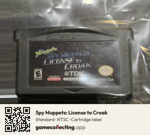 Spy Muppets: License to Croak Game Boy Advance, NTSC cartridge label