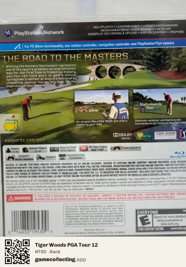 Tiger Woods PGA Tour 12 PlayStation 3, NTSC box back