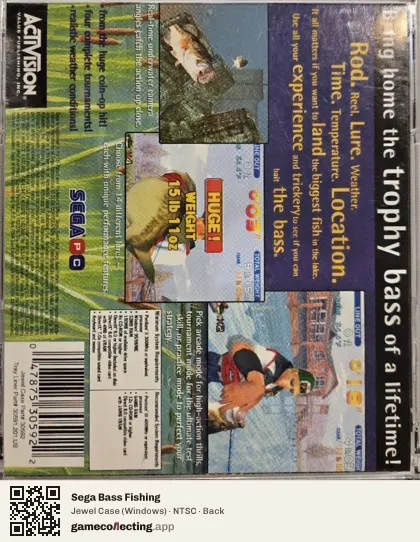 Sega Bass Fishing Computer, NTSC box back