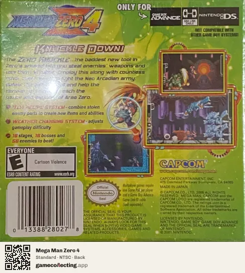 Mega Man Zero 4 Game Boy Advance, NTSC box back