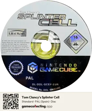 Tom Clancy's Splinter Cell Nintendo GameCube, PAL disc