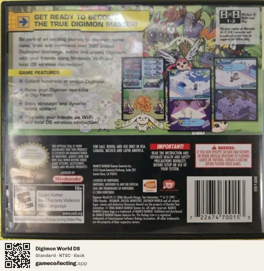Digimon World DS Nintendo DS, NTSC box back