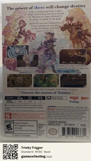 Trinity Trigger Nintendo Switch, NTSC box back