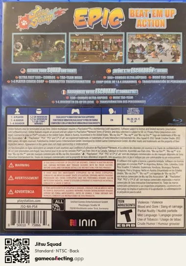 Jitsu Squad PlayStation 4, NTSC box back