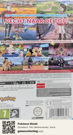 Pokémon Shield Nintendo Switch, Netherlands box back