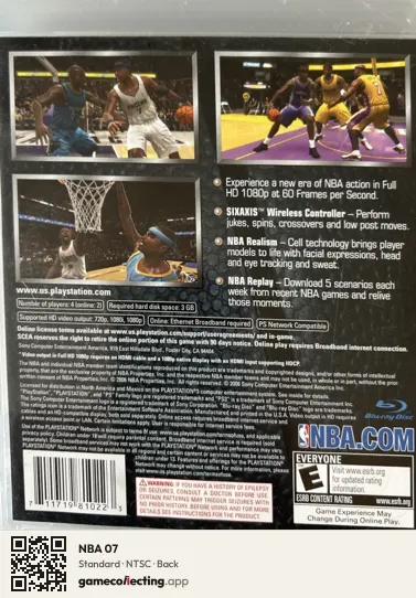 NBA 07 PlayStation 3, NTSC box back