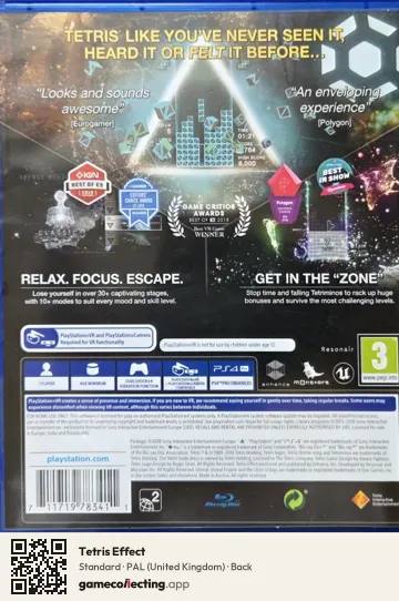 Tetris Effect PlayStation 4, United Kingdom box back