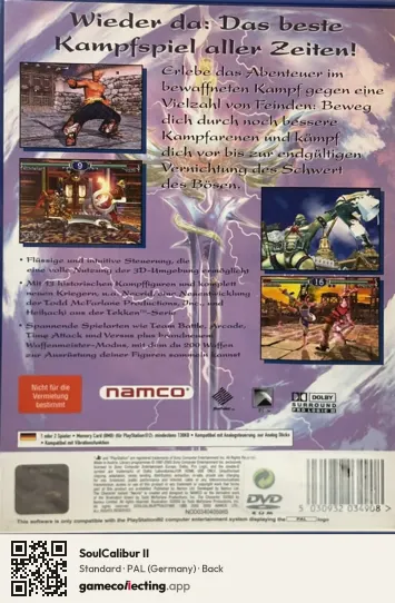 SoulCalibur II PlayStation 2, Germany box back