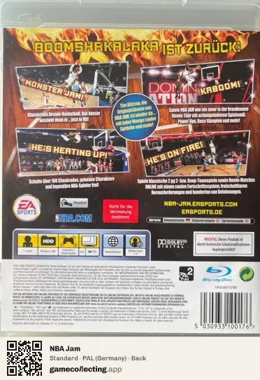 NBA Jam PlayStation 3, Germany box back
