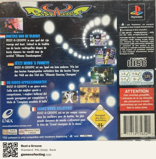 Bust a Groove PlayStation, Italy box back