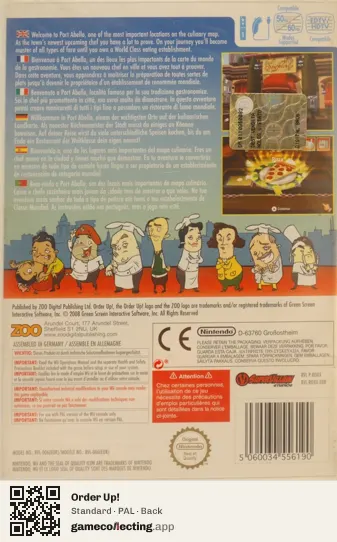 Order Up! Nintendo Wii, PAL box back