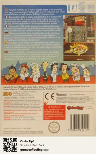 Order Up! Nintendo Wii, PAL box back