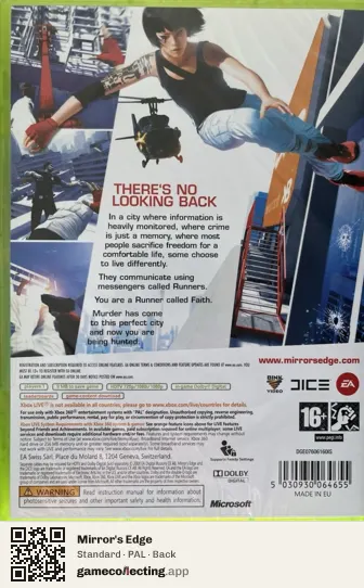 Mirror's Edge Xbox 360, PAL box back