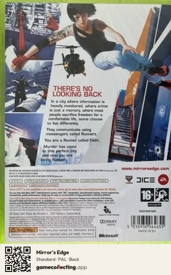 Mirror's Edge Xbox 360, PAL box back