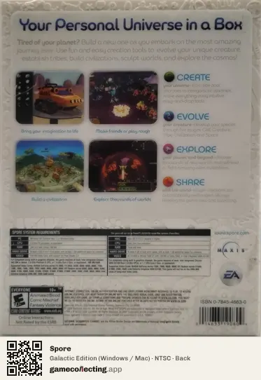Spore Computer, NTSC box back