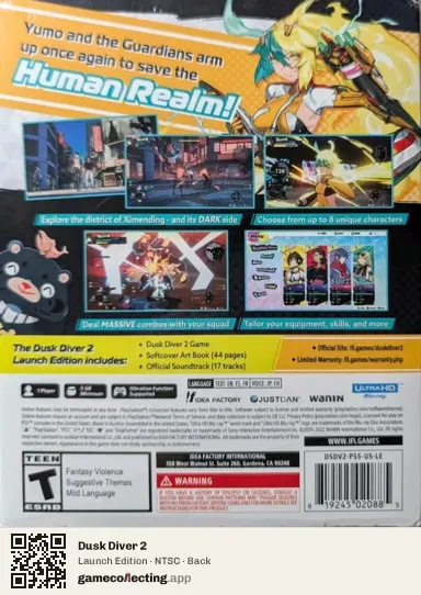 Dusk Diver 2 PlayStation 5, NTSC box back