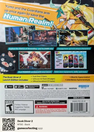 Dusk Diver 2 PlayStation 5, NTSC box back
