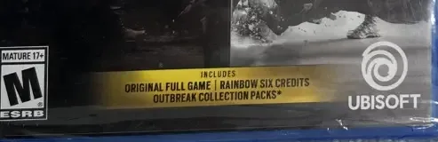 Tom Clancy's Rainbow Six: Siege, the ESRB box on its front
