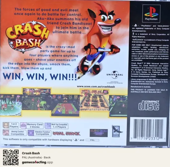 Crash Bash PlayStation, Australia box back