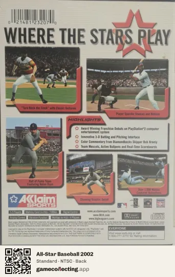 All-Star Baseball 2002 PlayStation 2, NTSC box back
