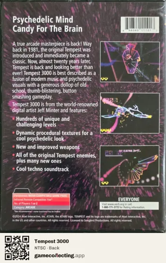 Tempest 3000 Nuon, NTSC box back