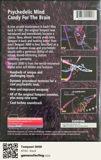 Tempest 3000 Nuon, NTSC box back