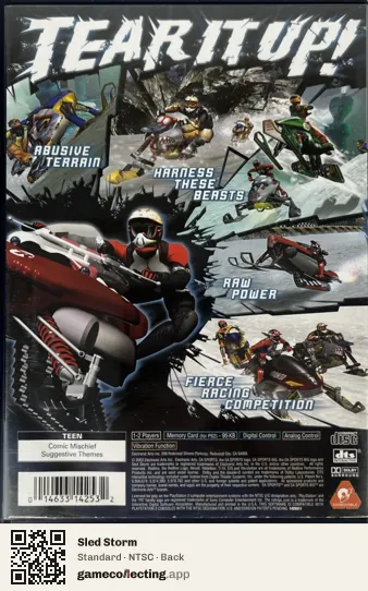 Sled Storm PlayStation 2, NTSC box back