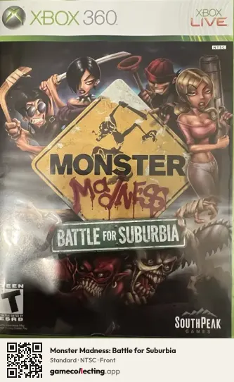 Monster Madness: Battle for Suburbia Xbox 360, NTSC box front