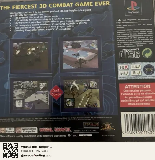 WarGames: Defcon 1 PlayStation, PAL box back