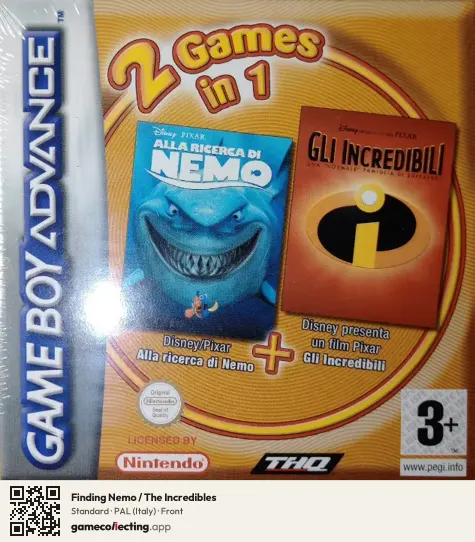Finding Nemo / The Incredibles Game Boy Advance, Italy box front
