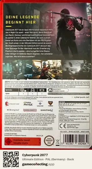 Cyberpunk 2077 Nintendo Switch 2, Germany box back
