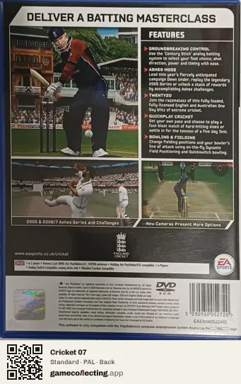 Cricket 07 PlayStation 2, PAL box back