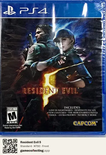 Resident Evil 5 PlayStation 4, NTSC box front