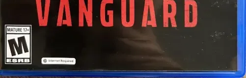 Call of Duty: Vanguard, the ESRB box on its front