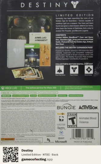 Destiny Xbox 360, NTSC box back