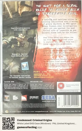 Condemned: Criminal Origins Computer, United Kingdom box back