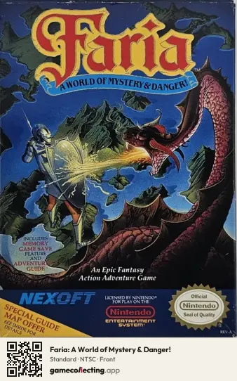 Faria: A World of Mystery & Danger! Nintendo Entertainment System, NTSC box front