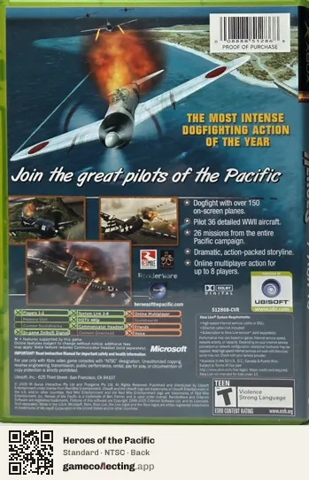Heroes of the Pacific Xbox, NTSC box back