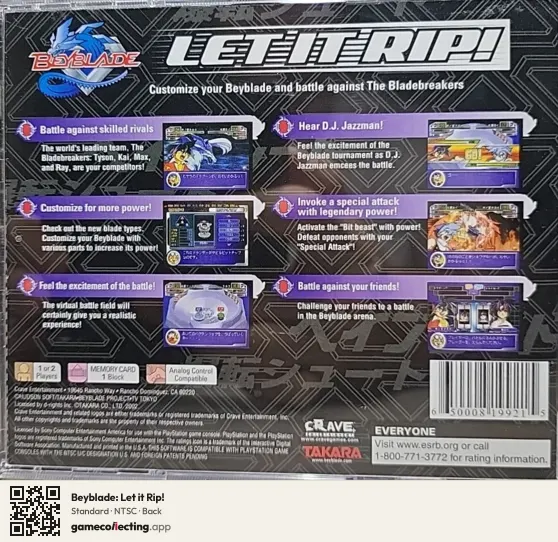 Beyblade: Let it Rip! PlayStation, NTSC box back