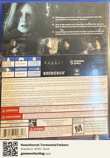 Remothered: Tormented Fathers PlayStation 4, NTSC box back