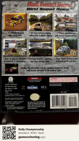Rally Championship Nintendo GameCube, NTSC box back