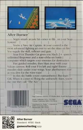 After Burner Sega Master System, NTSC box back